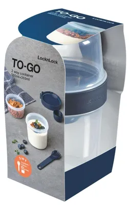 Produktbild von LocknLock Joghurtbecher to go mit Göffel, 310ml + 560 ml Müslibecher to go mit U