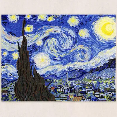 Zdjęcie produktu dla Zestaw do haftu krzyżykowego DMC "Gwieździsta noc, Vincent van Gogh", 40x48 cm, do samodzielnego wykonania