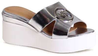 Produktbild von topschuhe24 2989 Damen Keilabsatz Sandaletten XXL Plateau Sandalen, Farbe:Silber, Größe:40 EU