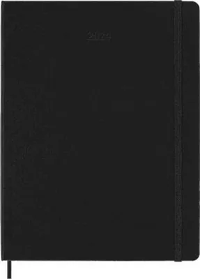 Produktbild von Moleskine 12 Monate Pro Wochen Notizkalender 2024, Pro Xl, 1 Wo = 2 Seiten, Vertikal, Spalten Für Notizen, Hard Cover, Schwarz