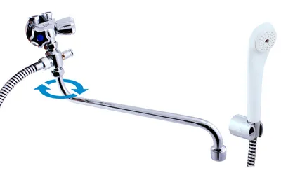 Produktbild von Niederdruck-Mischbatterie für Badewanne oder Dusche aus Chrom mit langem Auslauf RAV SLEZAK