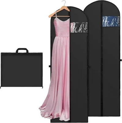 Produktbild von Famanu Kleiderhülle 2 Stück - 180 × 60 cm, schwarz, staubdicht, mit Reißverschluss