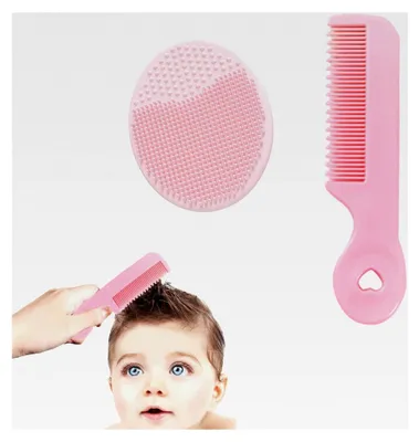 Produktbild von 2 Stück Baby-Haarbürste und Kamm-Set für Neugeborene und Kleinkinder (Rosa)