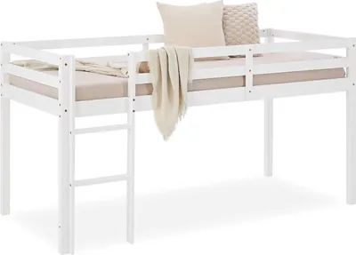 Image de Lit enfant lit mezzanine superposés blanc bois pine 90x200 single