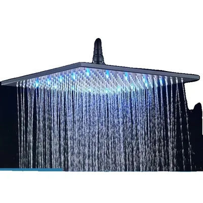 Produktbild von LED-Regenduschkopf, Farbwechsellichter, Edelstahlquadrat, Schwarzes LED Dick