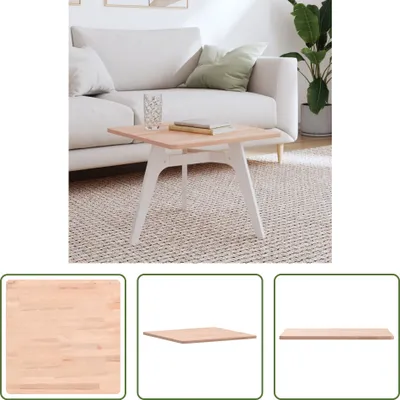 Productafbeelding van De Living Store tafelblad, 50x50x1,5 cm, vierkant, massief beuken hout