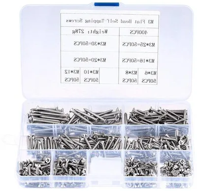 Produktbild von Famanu Selbsttappende Schrauben M3 - 400 Stück, verzinkte Kopschrauben, Holzschrauben, selbstbohrende Schrauben - M3x (6/8/10/12/16/20/25/30 mm)