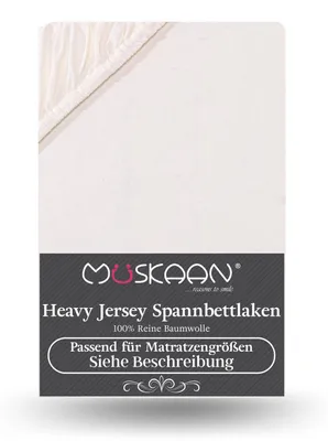 Produktbild von Heavy Jersey Spannbettlaken 180x200 cm - 200x200 cm + 15 cm Topper 160 g/m² natur