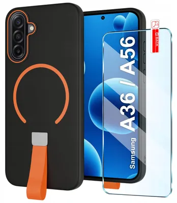 Produktbild von Mattes Etui mit Fingerriemen für Samsung A36|A37|A56 5G|kompatibel mit MagSafe + Displayschutzglas