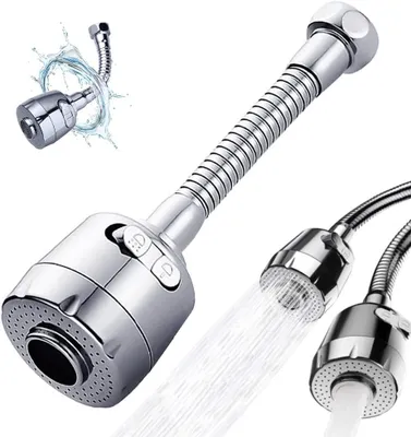 Zdjęcie produktu dla Przedłużka do kranu - Przedłużka do kranu kuchennego - Aerator do kranu - Obrotowa przedłużka do kranu z wylewką i aeratorem - Obrotowa o 360° przedłużka do kranu