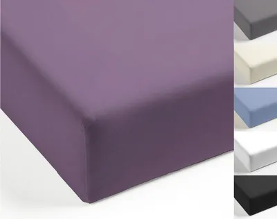 Produktbild von Spannbettlaken Mistral Home Perkal Uni Bettlaken Laken Ägyptische Baumwolle 90x190-100x200 / 140-160x200 / 180-200x200 cm, Farbe:Dark Violet, Größe:180x200cm