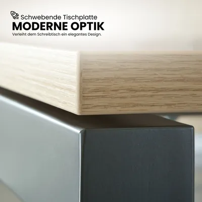 Produktbild von bümö Schreibtisch Serie-R - Gestell: Silber, Nachbildung: Nussbaum, Größe: Eckschreibtisch 200 x 120 cm