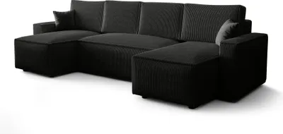Obrázok produktu pre FURMEB AMBRO Rohov pohovka v tvare U s funkciou spania 300x143x85cm Äierna
