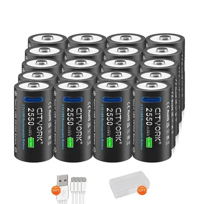 Obrázek produktu pro Nabíjecí baterie CR123A, nabíjení přes USB typu C, vysoká kapacita, 20 kusů baterií
