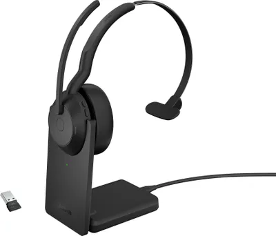 Produktbild von Evolve2 55, mit Ladestation (schwarz, Mono, UC, USB-A, Link380a)