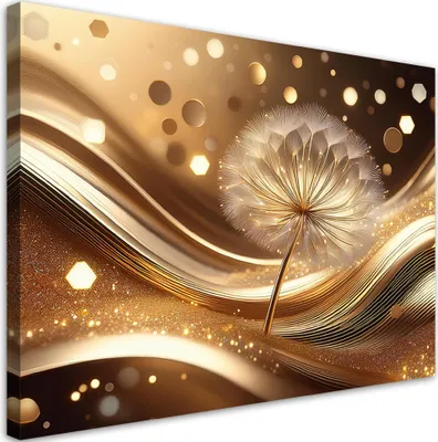 Produktbild von Leinwandbild Kwiaty Glamour 90x60 Feeby Gold bild für die wand bereit zum aufhängen