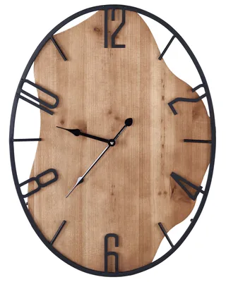 Zdjęcie produktu dla BELIANI Zegar ścienny okrągły jasnobrązowy z czarnym metalowy żelazny 46x60 cm styl klasyczny tradycyjny do salonu do sypialni