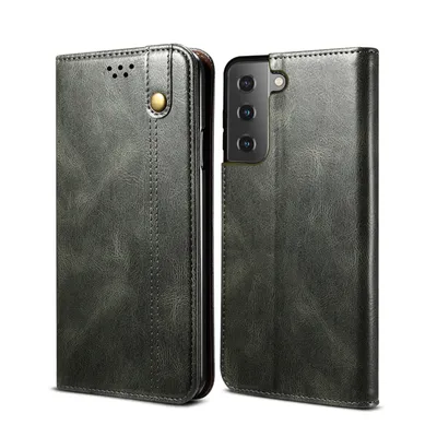 Obrázek produktu pro Pouzdro pro Samsung Galaxy S21 FE 5G, kožené flip pouzdro peněženka s funkcí stojánku zelené