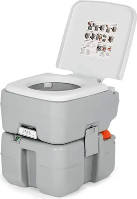 Obrázok produktu pre COSTWAY 20+10L kempingová toaleta s odnímateľnou nádržou na odpadovú vodu, prenosná kempingová toaleta, cestovná toaleta, mobilná toaleta na cesty, kempovanie a do karavanu