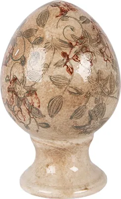 Image de Clayre & Eef Figurine de décoration Oeuf Ø 9x14 cm Beige Céramique