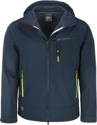 Produktbild von Dry Fashion Herren Softshelljacke Flensburg mit Fleece-Innenfutter - Outdoor-Jacke mit Kinnschutz und abnehmbarer Kapuze in Navy Größe S