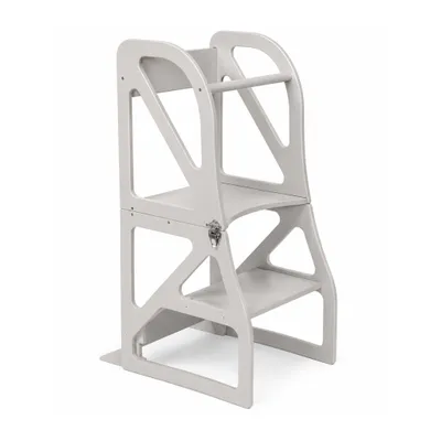 Productafbeelding van 2-in-1 Montessori Leertoren, Verstelbare Houten Keukenhulp voor Kinderen, Pastelgrijs - leg&go Securestep