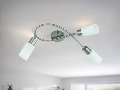 Produktbild von LED Deckenleuchte mit einem schwenkbaren Strahler, Glasschirme Weiß, Breite 45cm