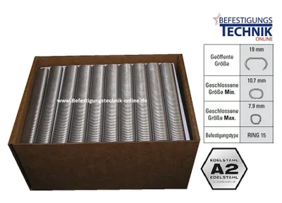 Produktbild von Ringklammer RING15SS100B HR23 rostfrei A2 für Bostitch Ringzange SC7 KL-96 10M