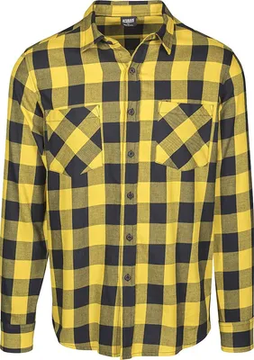 Produktbild von Urban Classics Flanellhemd Herren Checked Flanell Shirt schwarz/gelb 4XL