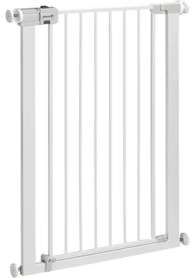 Zdjęcie produktu dla Barierka ochronna dla dzieci, metalowa, biała, Easy Close, bardzo wysoka, regulowana (73-80 cm), montaż za pomocą zacisków, SecurTech SAFETY 1ST