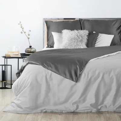 Produktbild von Eurofirany Bettwäschegarnitur Bettwäsche NOVA3  silber stahl 160x200 cm 3 TLG SET: mit 2 Kissenbezüge 70x80 cm