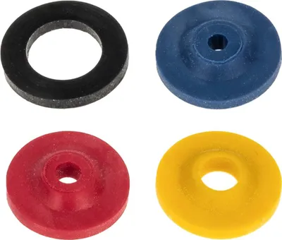 Four different colored water flow restrictors are arranged in a 2x2 grid on a white background.