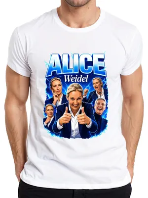 Productafbeelding van Alice Weidel, AfD, Duitsland, Patriot, Politiek, Statement, Sarcasme, Heren T-shirt, Wit, XL