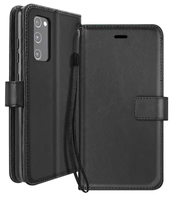 Produktbild von Mayaxess, Klapphülle für Galaxy S20 FE Geldbörse mit Handschlaufe & Standfunktion, Schwarz