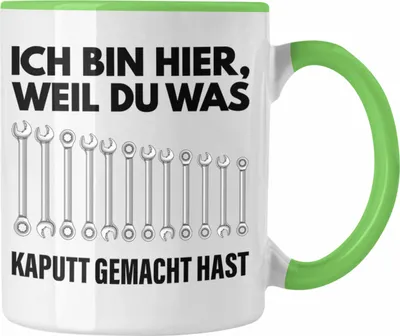 Produktbild von Trendation - Handwerker KFZ Mechaniker Geschenk Lustig Tasse Automechaniker Werkstatt Tasse Hausmeister (Grün)
