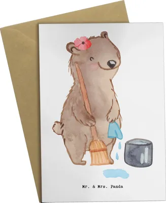 Produktbild von Mr. & Mrs. Panda Grußkarte Reinigungskraft Herz - Weiß - Geschenk, hochzeitskarten, osterkarten, dankeskarten, einladungskarten, weihnachtskarten, neujahrskarte