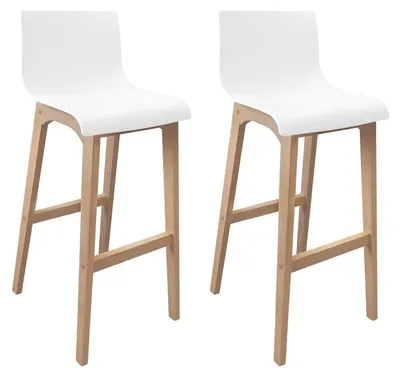 Produktbild von 75 cm TANNA Barhocker aus Eiche mit weißem Kunststoffsitz