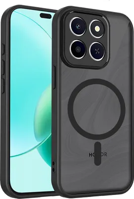 A close-up shot of a smartphone case with a magnetic ring.
