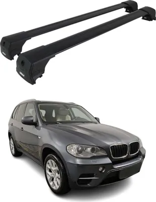 Image de Barres de toit transversales pour BMW X5 E70 2006-2013 Alu Noir ABE 2x