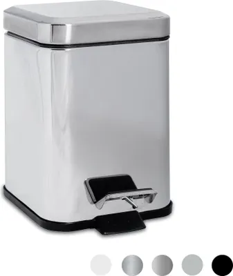 Produktbild von Harbour Housewares Quadratischer Badezimmer-Treteimer – 3 Liter – Chrom