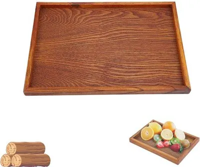 Immagine prodotto di Vassoio in legno - Vassoio rettangolare in legno - Design sostenibile - 35 x 24 cm - Ideale per spuntini - Adatto all'uso domestico e alberghiero