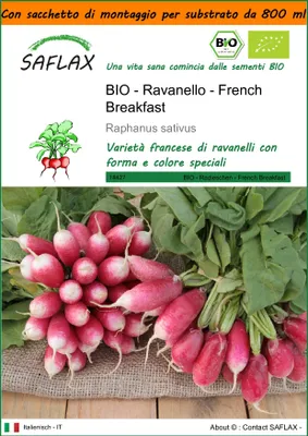 Immagine prodotto di SAFLAX Garden in the bag - BIO - Ravanello - French Breakfast - 150 semi - Raphanus