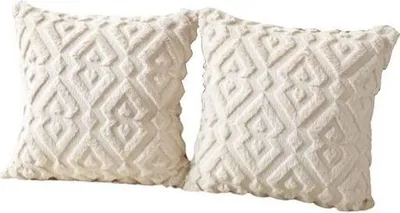Produktbild von Kissenbezüge Weicher Plüsch Geometrische Creme Beige 45x45cm 2er