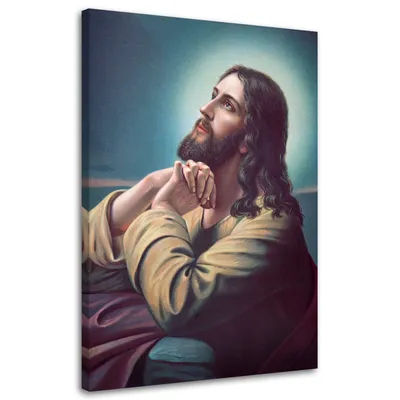 Produktbild von Leinwandbild jesus betend 60x90 cm Feeby farbe wandbild bereit zum aufhängen
