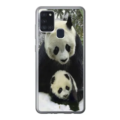 Produktbild von MuchoWow® Handyhülle Schutzhülle Hülle für Samsung Galaxy A21s Panda - Jungtier - Schnee Silikon Softcase Handy Hülle - Hartschale