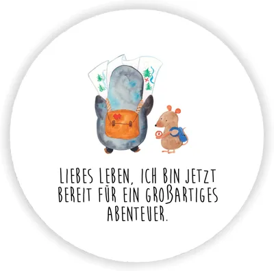 Produktbild von Mr. & Mrs. Panda Kühlschrankmagnet Pinguin & Maus Wanderer - Weiß - Geschenk, pinnwand magnet, Pinguine, Abenteuer, Wandern, einkaufszettel, für pinwand, Wanderlust