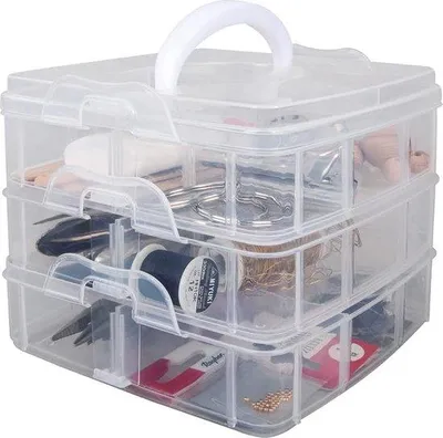 Obrázek produktu pro Průhledná třídicí krabička 15 x 15 cm, 3 x 6 přihrádek