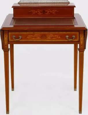 Produktbild von Casa Padrino Luxus Barock Schreibtisch Hellbraun / Echtleder Braun ausklappbar 104 x 49 x H. 80 cm - Massivholz Antik Stil Sekretär mit Schublade