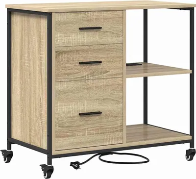 Produktbild von vidaXL Schrank mit Ladestation Mit Rad Sonoma-Eiche 76 x 41 x 72 cm