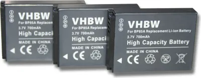 Produktbild von vhbw 3x Akku kompatibel mit Samsung ST200, WB210, ST200F, PL210, SH100 Kamera (700 mAh, 3,7 V, Li-Ion)